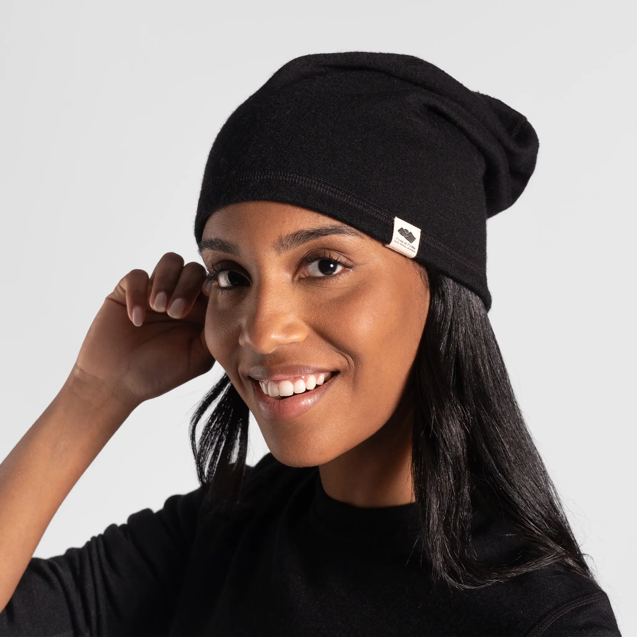 Alpaca Wool Folded Beanie Hat: 420 Midweight - Image 4