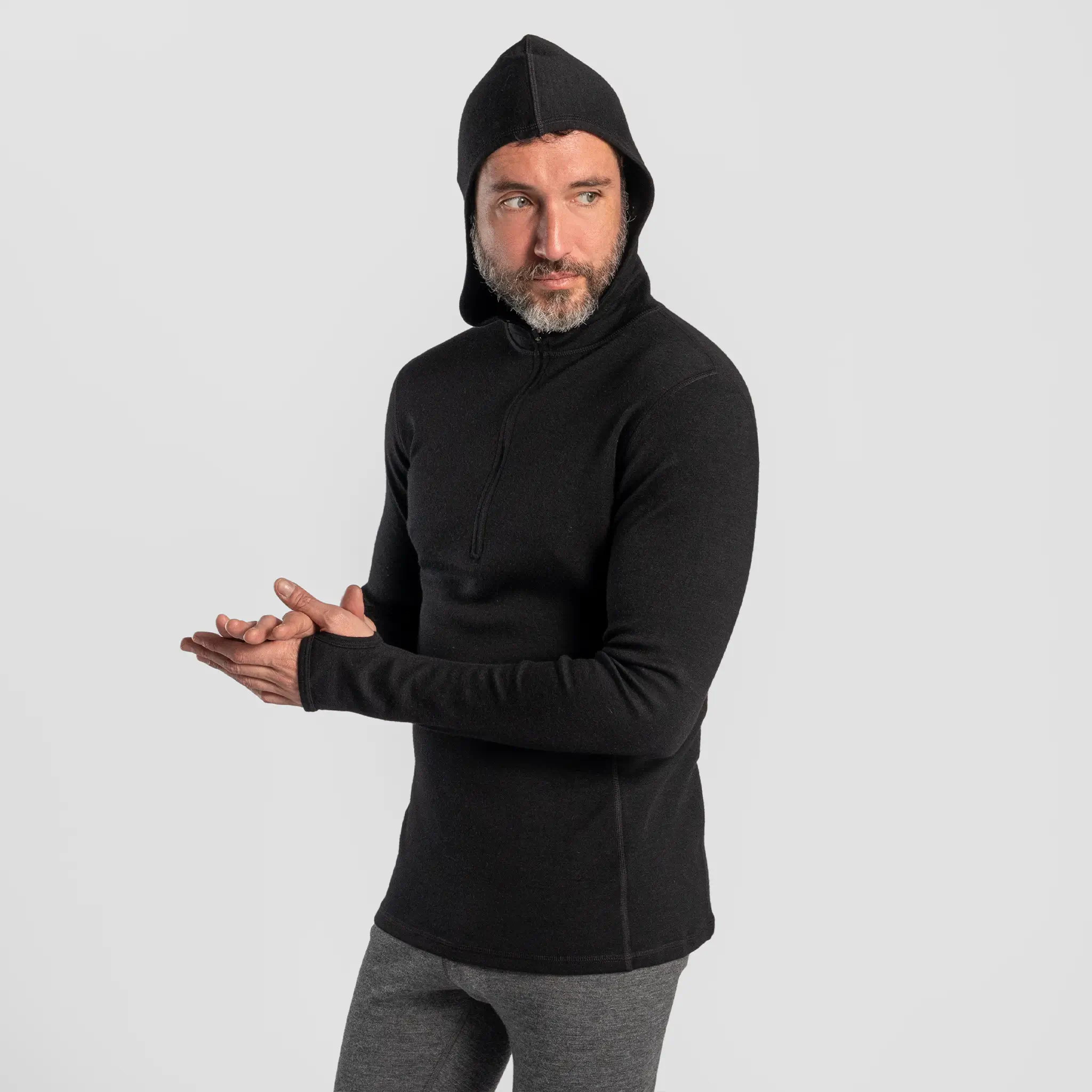 Men's Alpaca Wool Hoodie: 300 Lightweight Half-Zip - Image 13