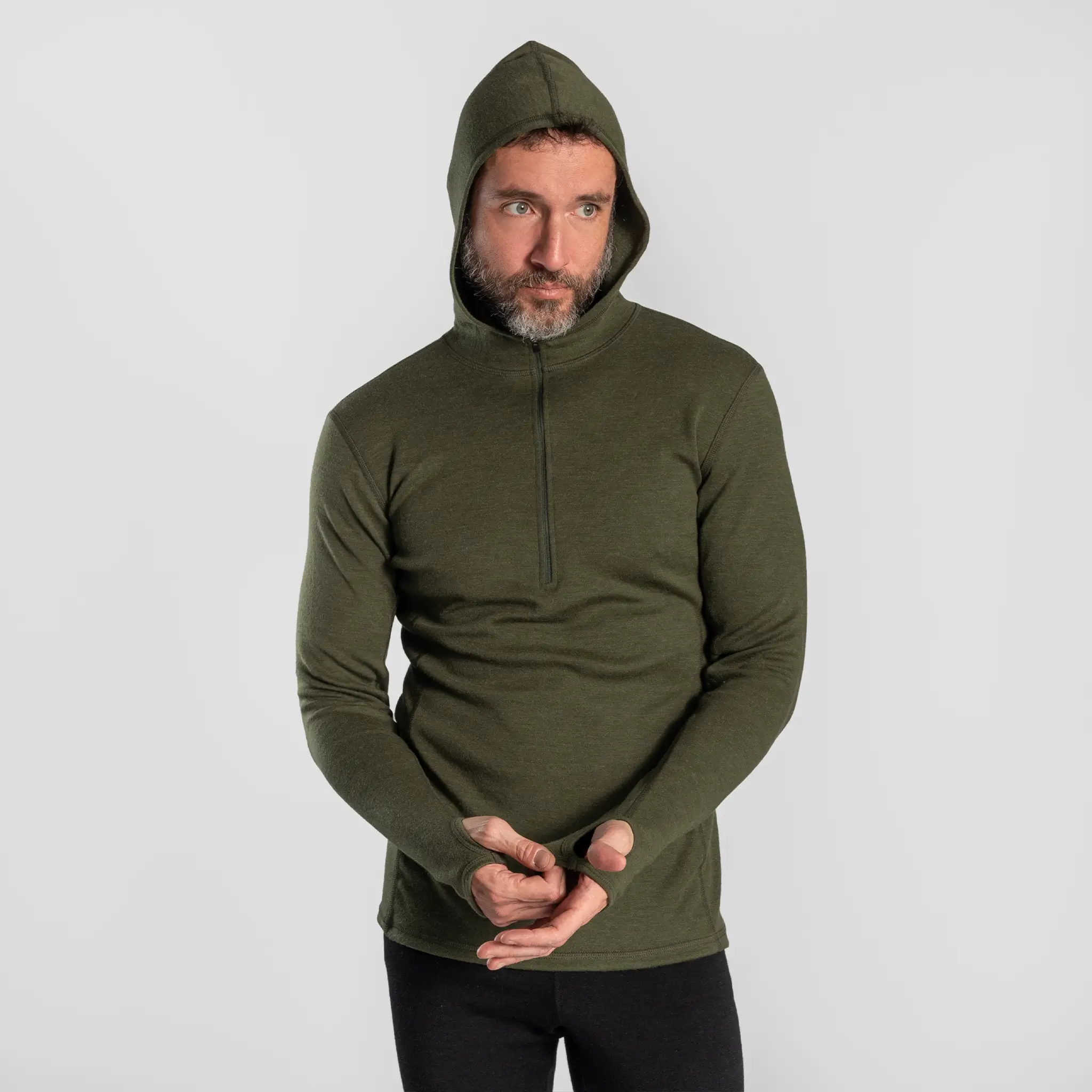 Men's Alpaca Wool Hoodie: 300 Lightweight Half-Zip - Image 20