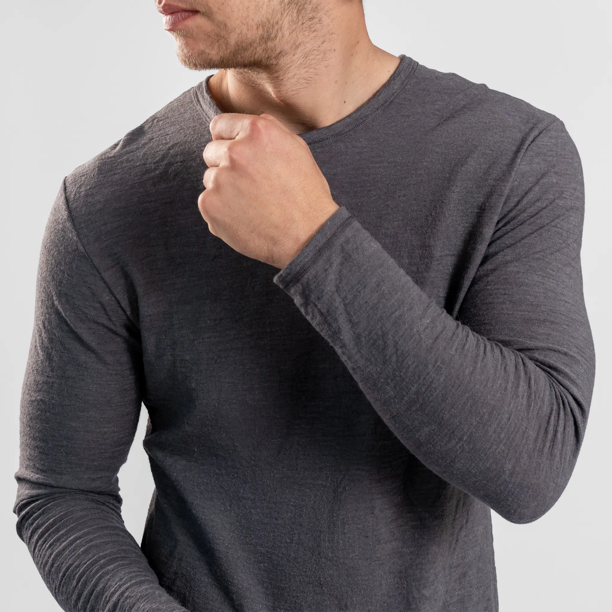 Men's Alpaca Wool Long Sleeve T-Shirt: 160 Ultralight - Image 32