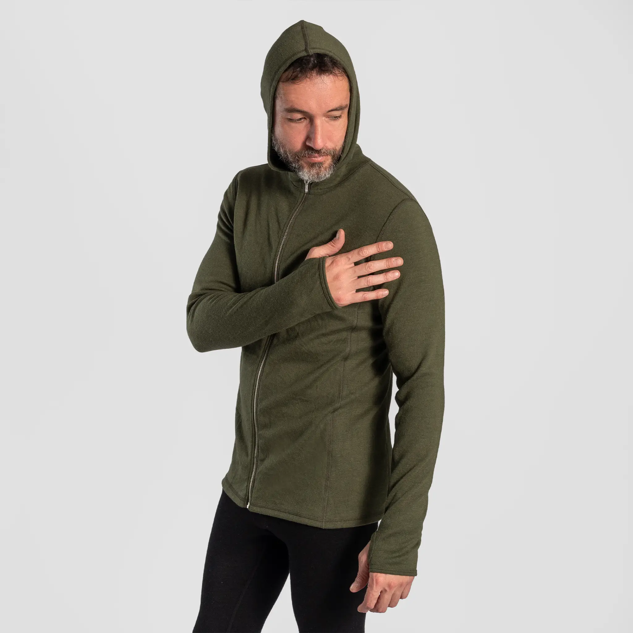 Men's Alpaca Wool Hoodie Jacket: 420 Midweight Full-Zip - Image 12