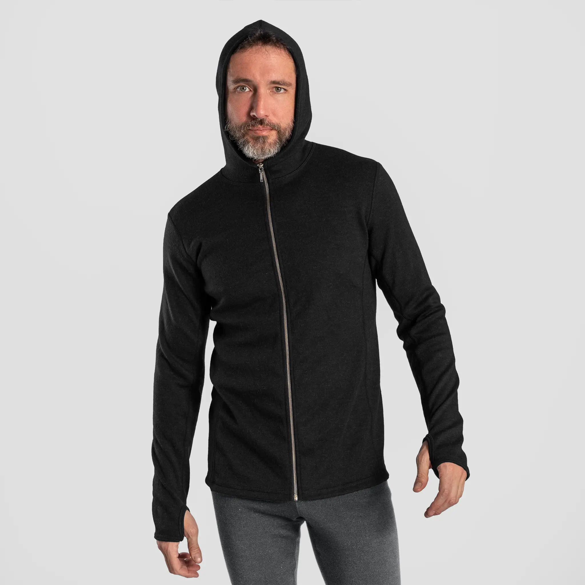 Men's Alpaca Wool Hoodie Jacket: 420 Midweight Full-Zip - Image 3