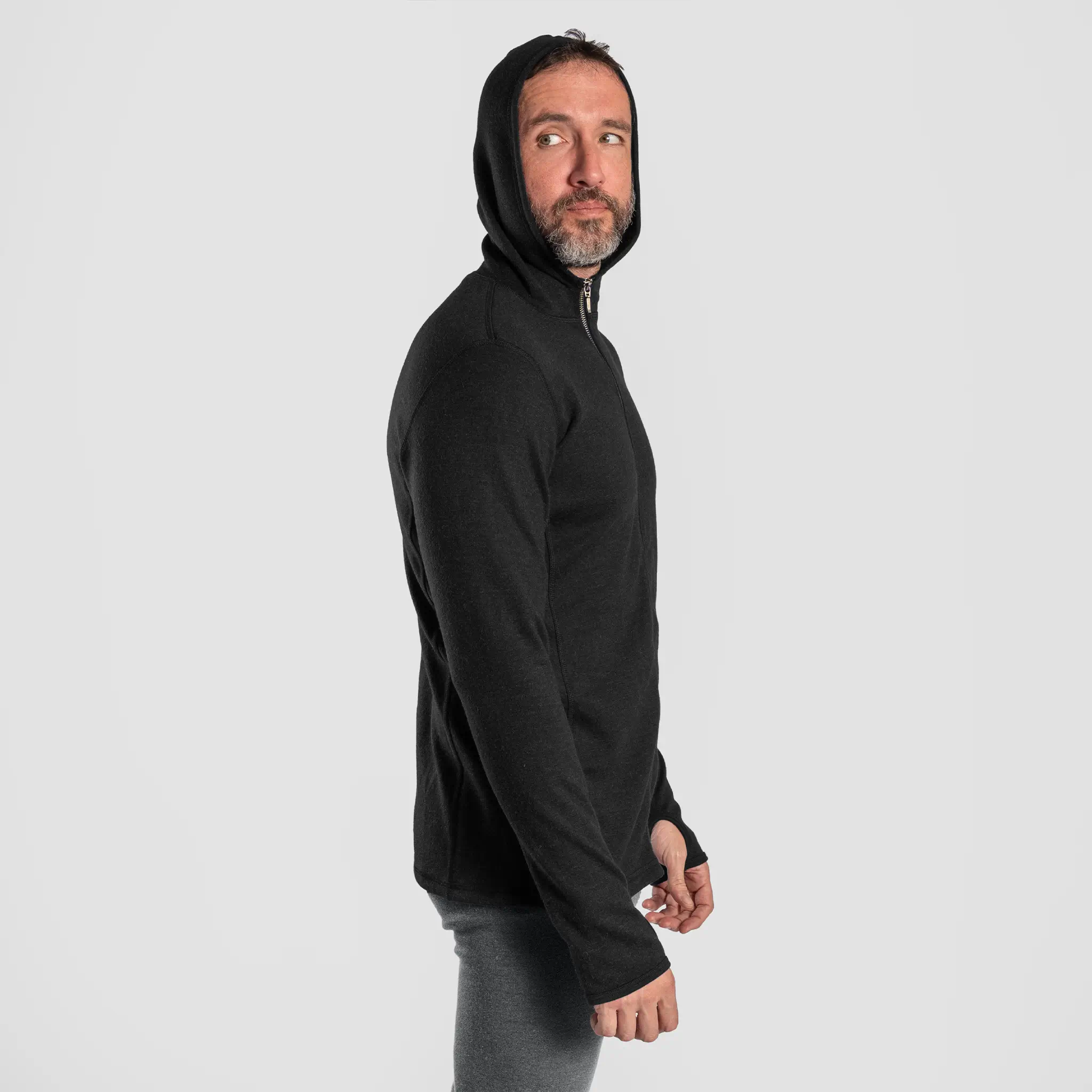 Men's Alpaca Wool Hoodie Jacket: 420 Midweight Full-Zip - Image 4