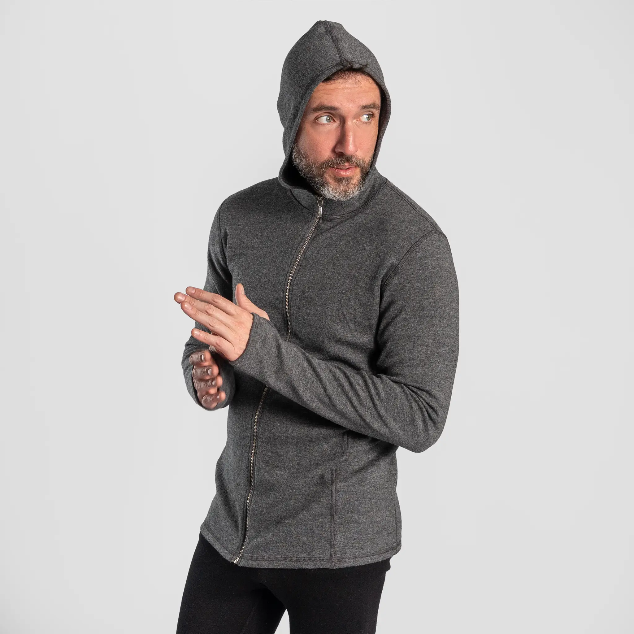 Men's Alpaca Wool Hoodie Jacket: 420 Midweight Full-Zip - Image 8