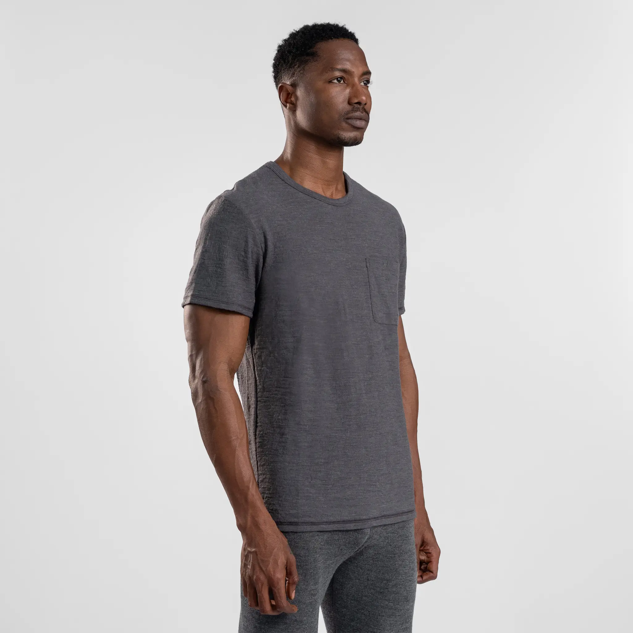Men's Alpaca Wool Pocket T-Shirt: 160 Ultralight Crew Neck - Image 10