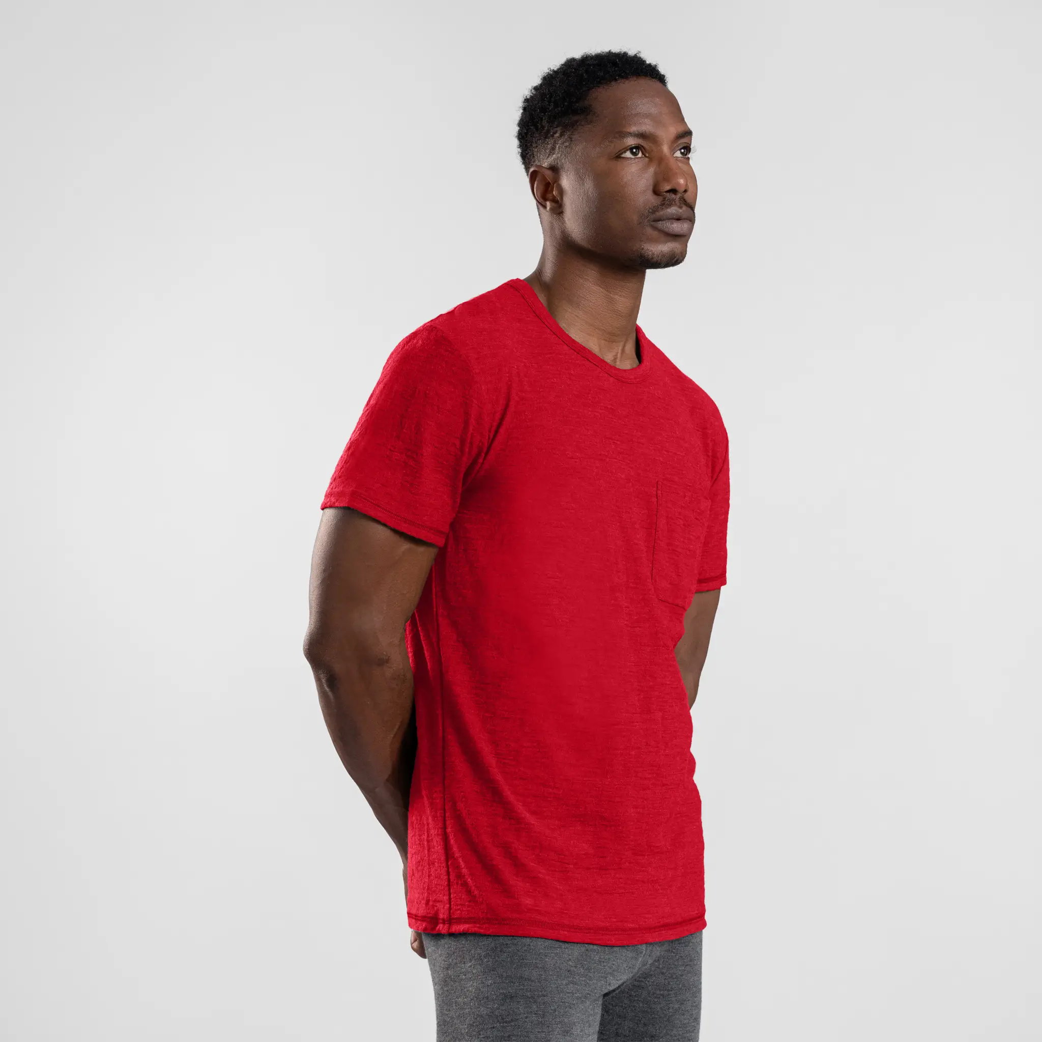 Men's Alpaca Wool Pocket T-Shirt: 160 Ultralight Crew Neck - Image 18