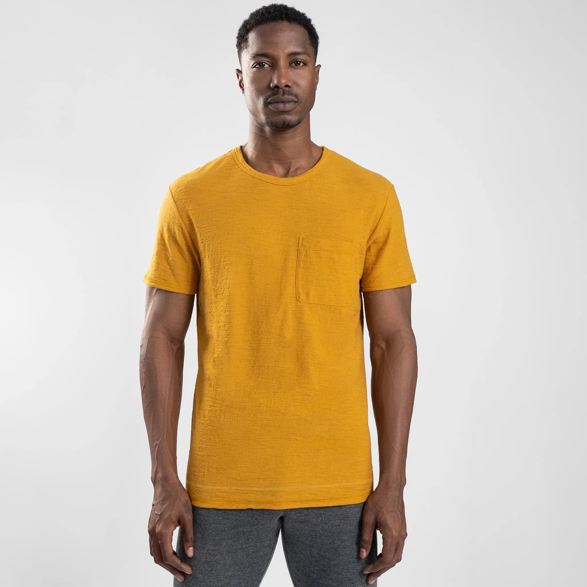 Men's Alpaca Wool Pocket T-Shirt: 160 Ultralight Crew Neck - Image 21
