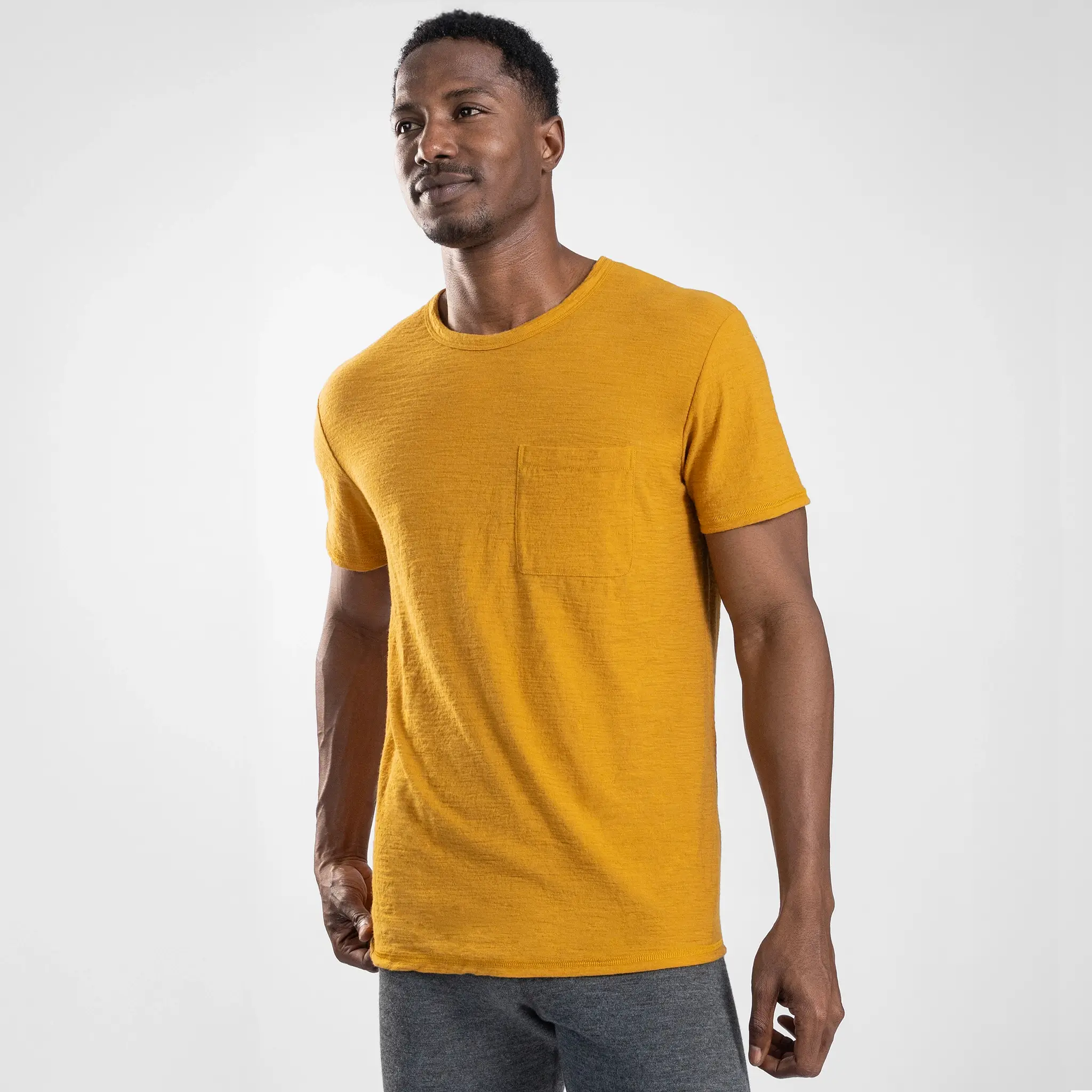 Men's Alpaca Wool Pocket T-Shirt: 160 Ultralight Crew Neck - Image 22