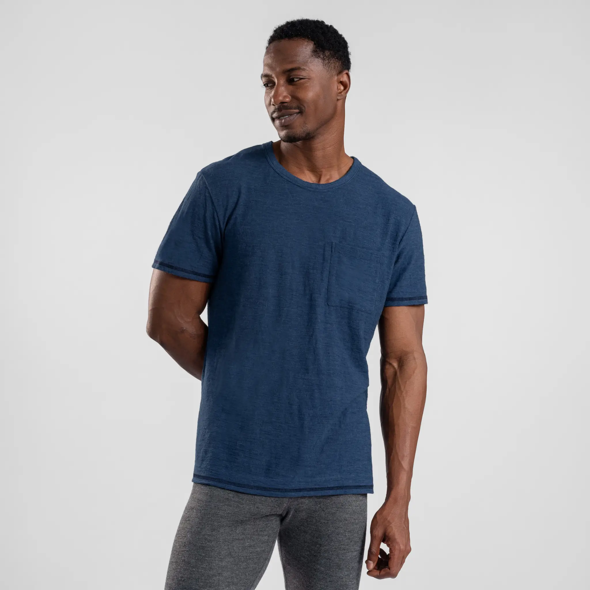 Men's Alpaca Wool Pocket T-Shirt: 160 Ultralight Crew Neck - Image 26