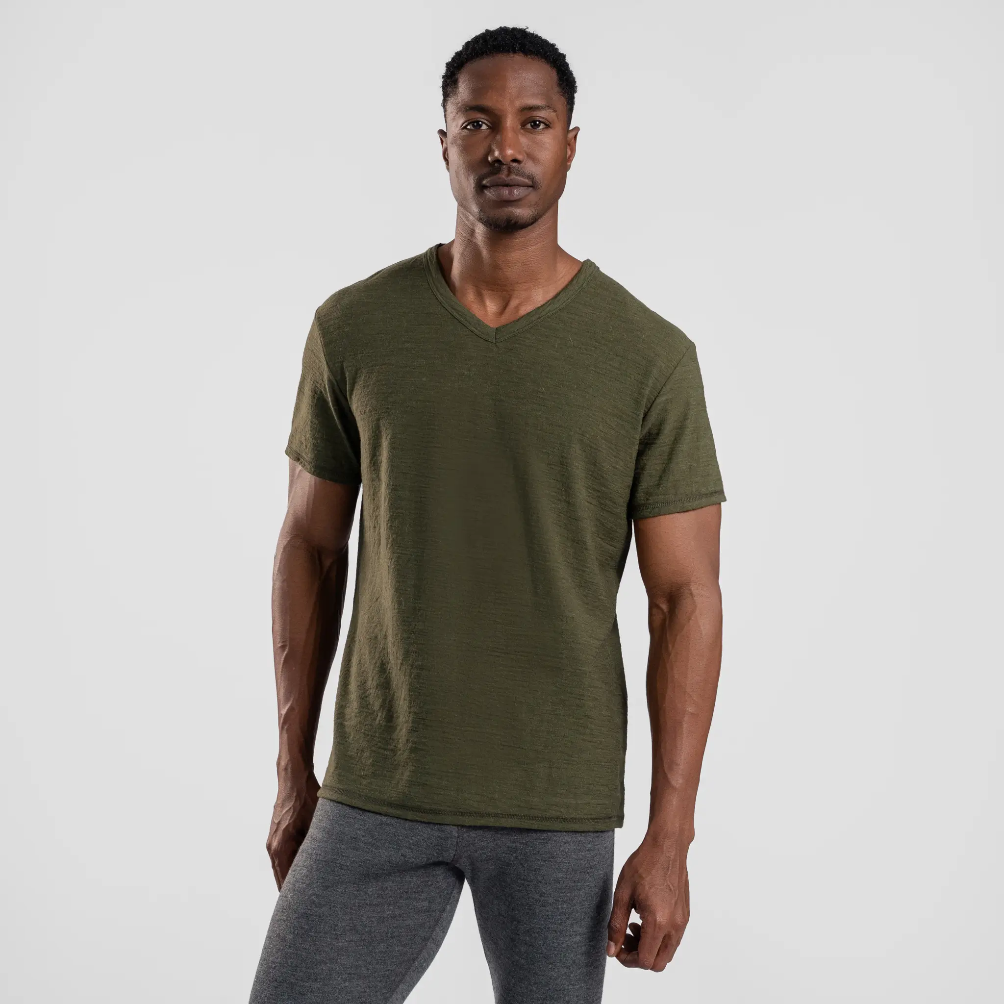 Men's Alpaca Wool T-Shirt: 160 Ultralight V-Neck - Image 40