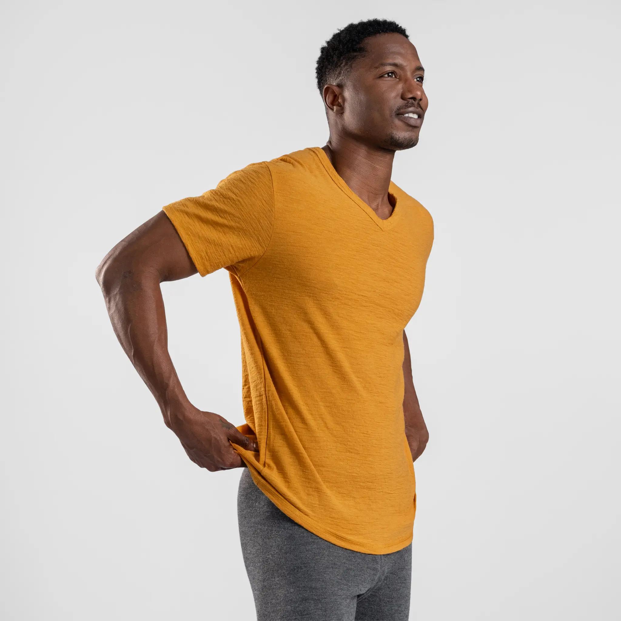 Men's Alpaca Wool T-Shirt: 160 Ultralight V-Neck - Image 45
