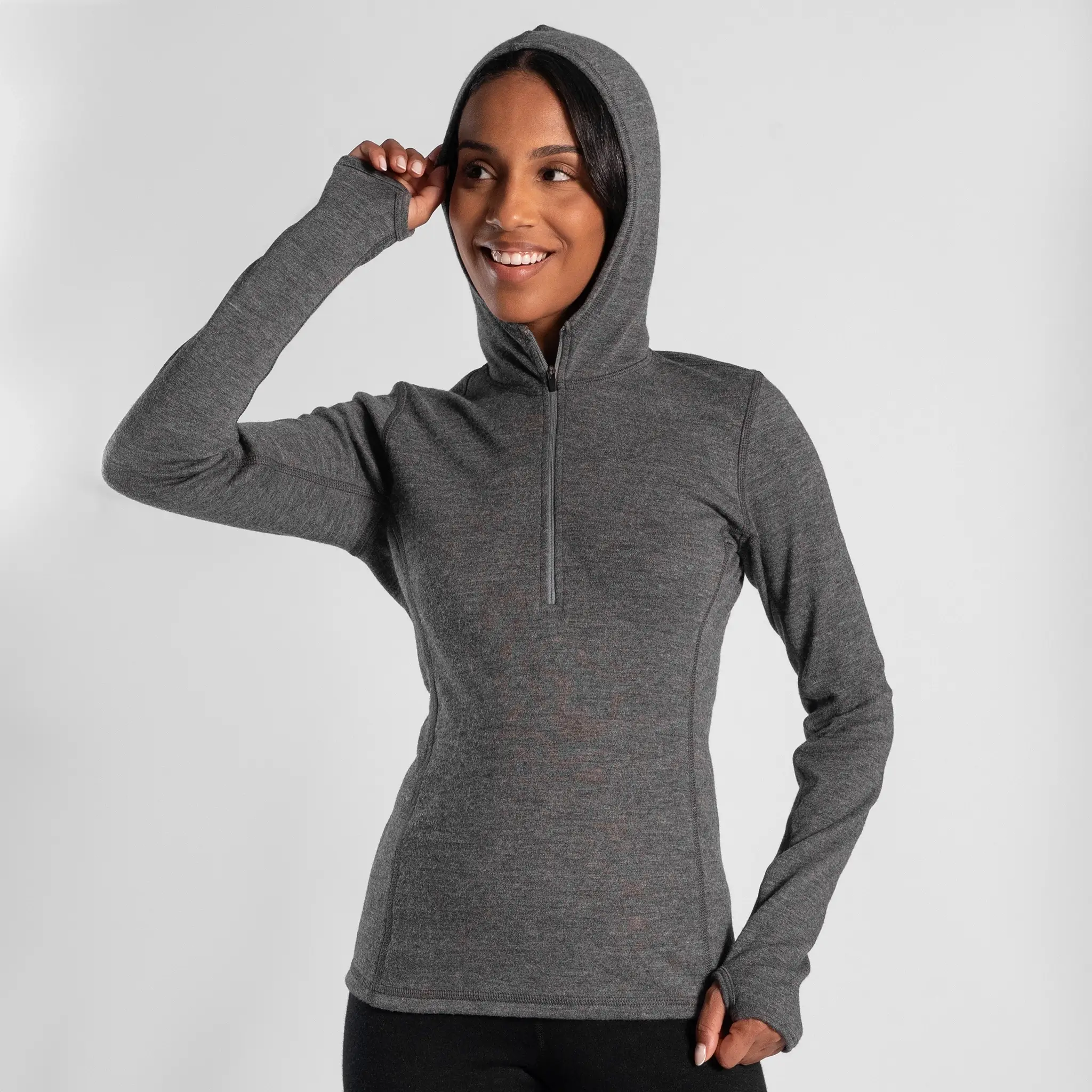 Women's Alpaca Wool Hoodie: 300 Lightweight Half-Zip - Image 8