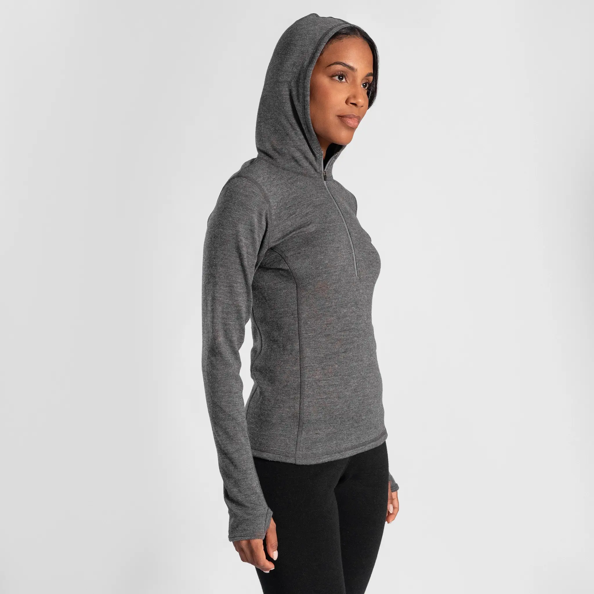 Women's Alpaca Wool Hoodie: 300 Lightweight Half-Zip - Image 9