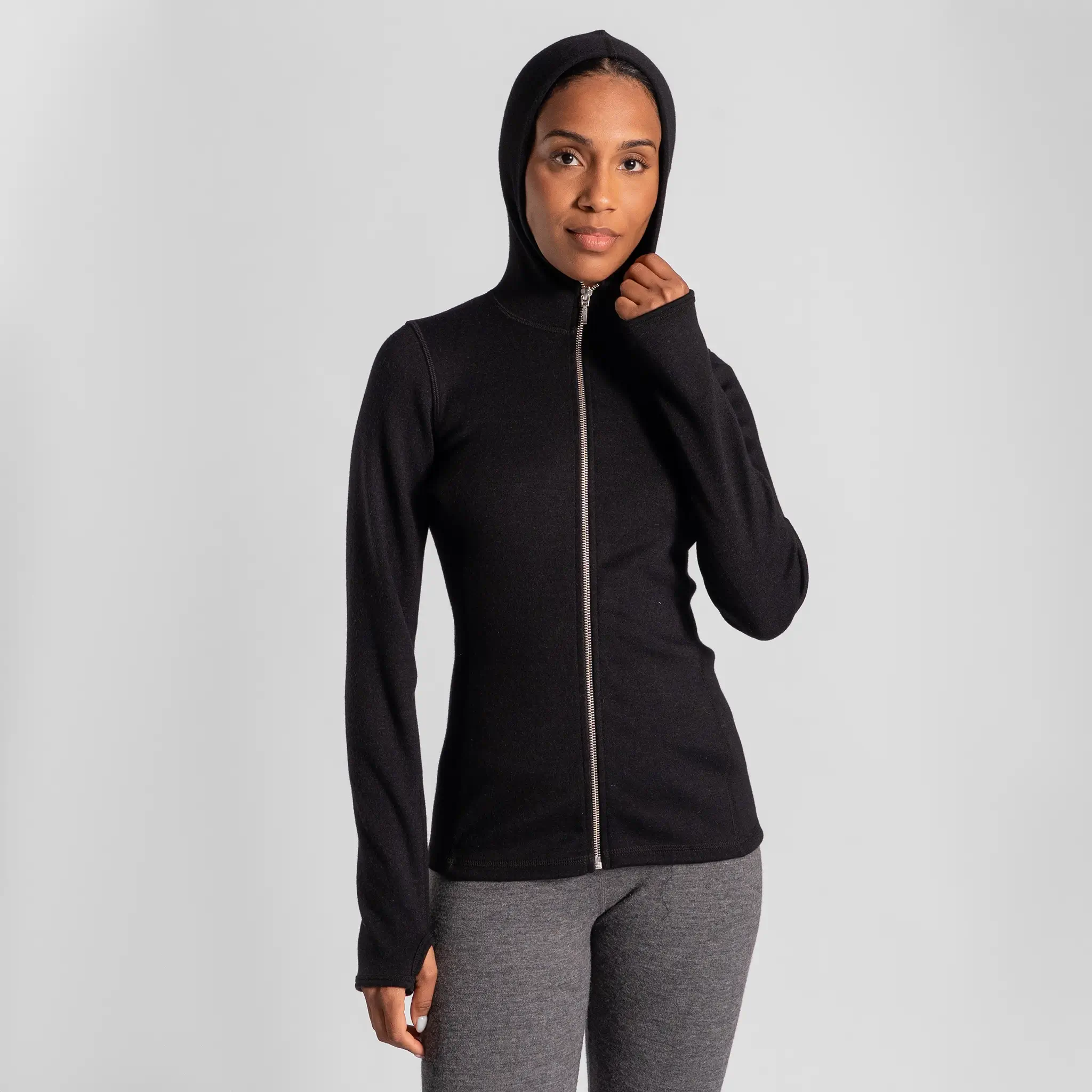 Women's Alpaca Wool Hoodie Jacket: 420 Midweight Full-Zip - Image 5